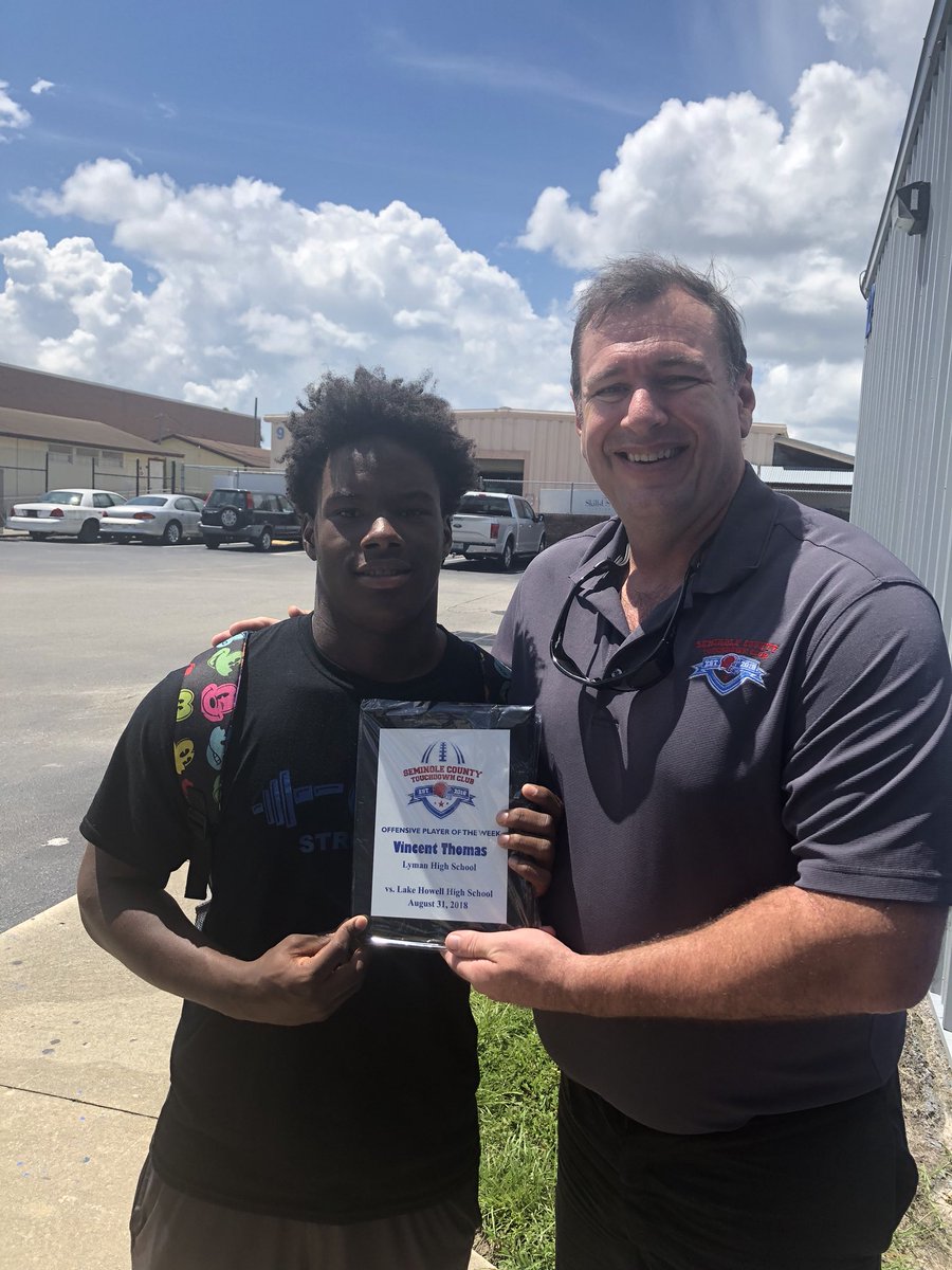 OrlandoTD_Club's tweet photo. Week 2 Offensive Player of the Week, Vincent Thomas, Lyman RB @Lyman_Football @LymanHighSchool @LymanSports @vince_thomas18 https://t.co/6rNVbfGltM