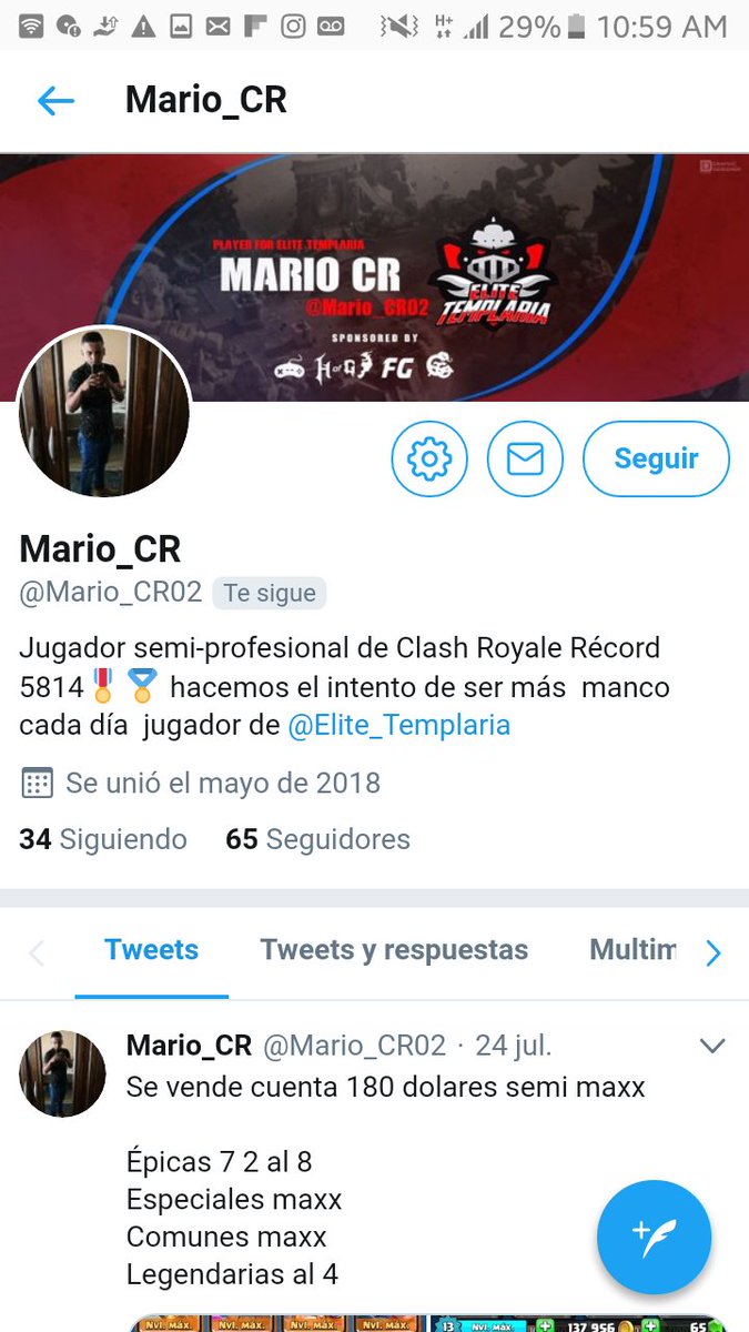 Era su pusher  
 me saco 7700 gemas al dia siguiente 14mil gemas de lo que me habia ganado varias temporadas pidio reembolso me bloqueo y me perjudico
Un asco la verdad 
Rt plis
<a href="/DarkLightCR/">Dark Light</a> <a href="/DrekzeNN/">Iarek Hoffmann</a> <a href="/GabrielRA_CR/">Gabriel RA</a> <a href="/TucansitoAlv/">Tucansito</a> <a href="/AlbirrojaCR/">Selección Paraguaya CR 🇵🇾</a> @Sel_SamuraiPY <a href="/StarAllianceCR/">Star Alliance Uruguay</a>