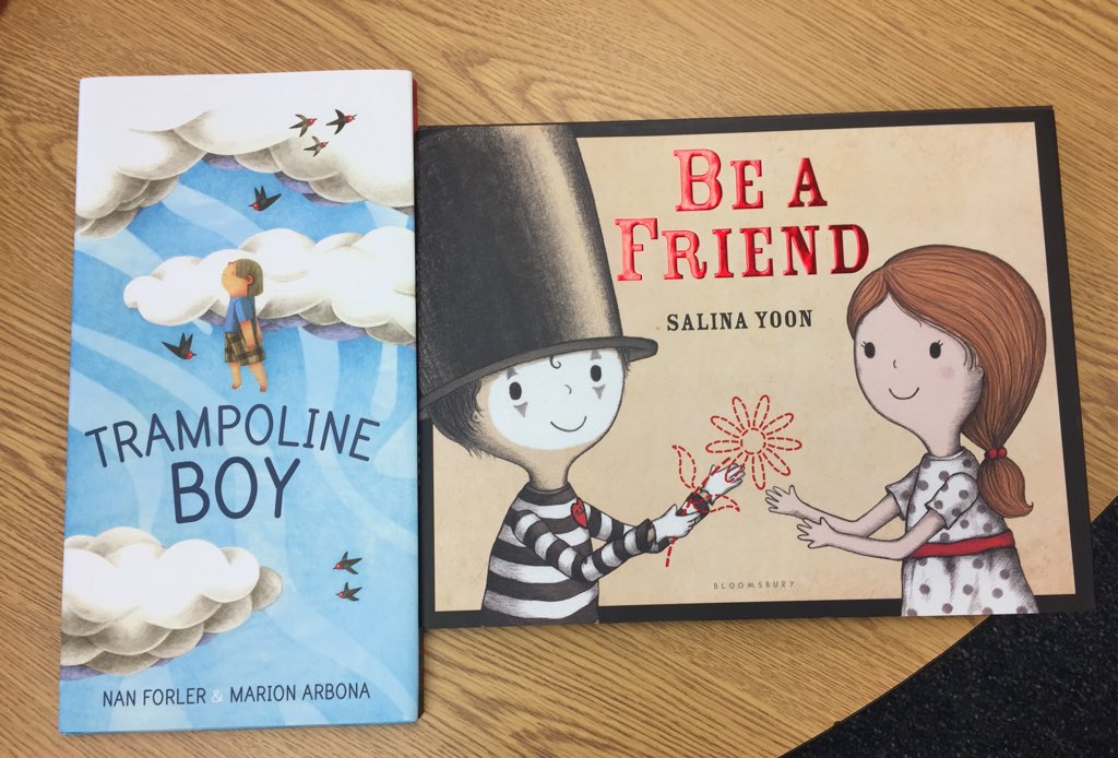 mariapwalther's tweet photo. Both Trampoline Boy @NanForler &amp; Dennis (Mime Boy) @SalinaYoon interact w/ the world in their own ways &amp; find friends who take the time to know/understand them. 📚💛 https://t.co/OT21enM1w7