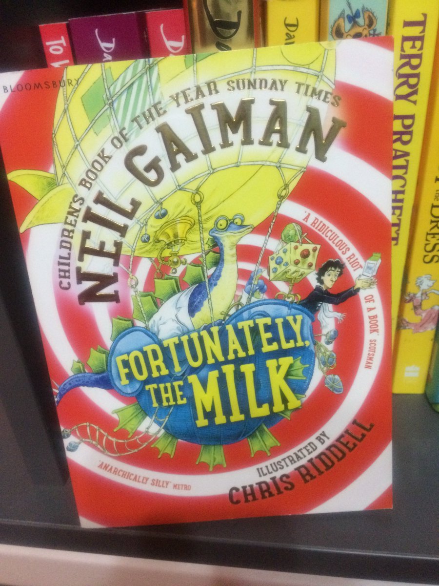 annamellwood's tweet photo. Thoroughly enjoyed reading the opening to some keen Y5 bookworms in Wakefield this afternoon. Titters, chortles and wide eyes. Great conversation sparked about other @neilhimself books too. #fortunatelythemilk #storytimeforeveryone https://t.co/KftBCIvViS