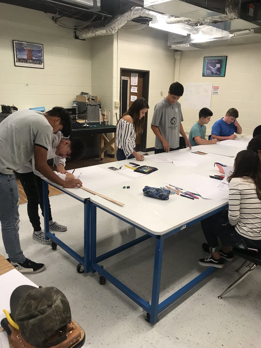 Electricity 1 students making an OSHA  awareness poster today. Stay turned to see the finished posters.