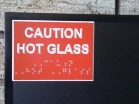 AdGraphicsUS's tweet photo. Why arre they putting braille on hot glass? 
#failsign https://t.co/1Nz0LqlOPB