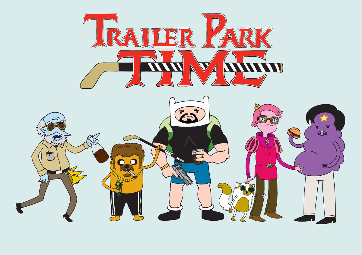 Just finished creating this mash up of two amazing shows. <a href="/AdventureTimeFP/">Adventure Time</a> and <a href="/trailerparkboys/">Trailer Park Boys</a> #Mashup #trailerparkboys #AdventureTime #artwork #infectedbydesign #cartoons #finnandjake #mashups #crossover