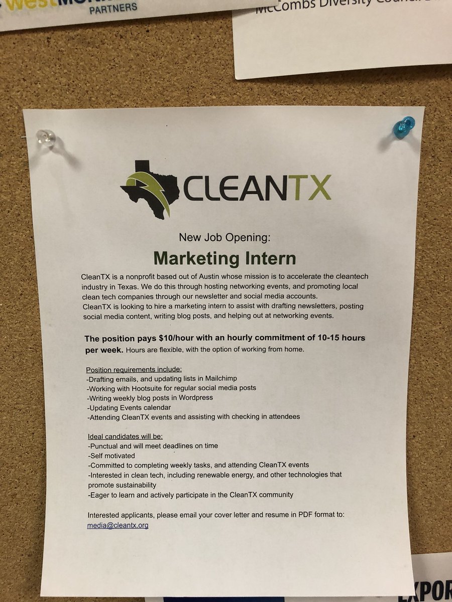 honsololam's tweet photo. Found at GSB #internship posting for #CleanTX #Cleantech https://t.co/amhqePUZOy