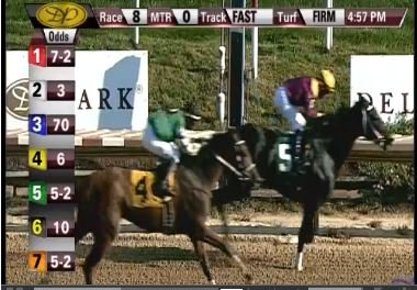 It's Contradance at Delaware Park for owner, trainer <a href="/jerryodwyer1/">Jeremiah (Jerry)</a> with <a href="/RyanPowell3/">Ryan Powell</a> in the saddle winning the finale. Trainer also had one entered today at Kentucky Downs in a $130K MSW.