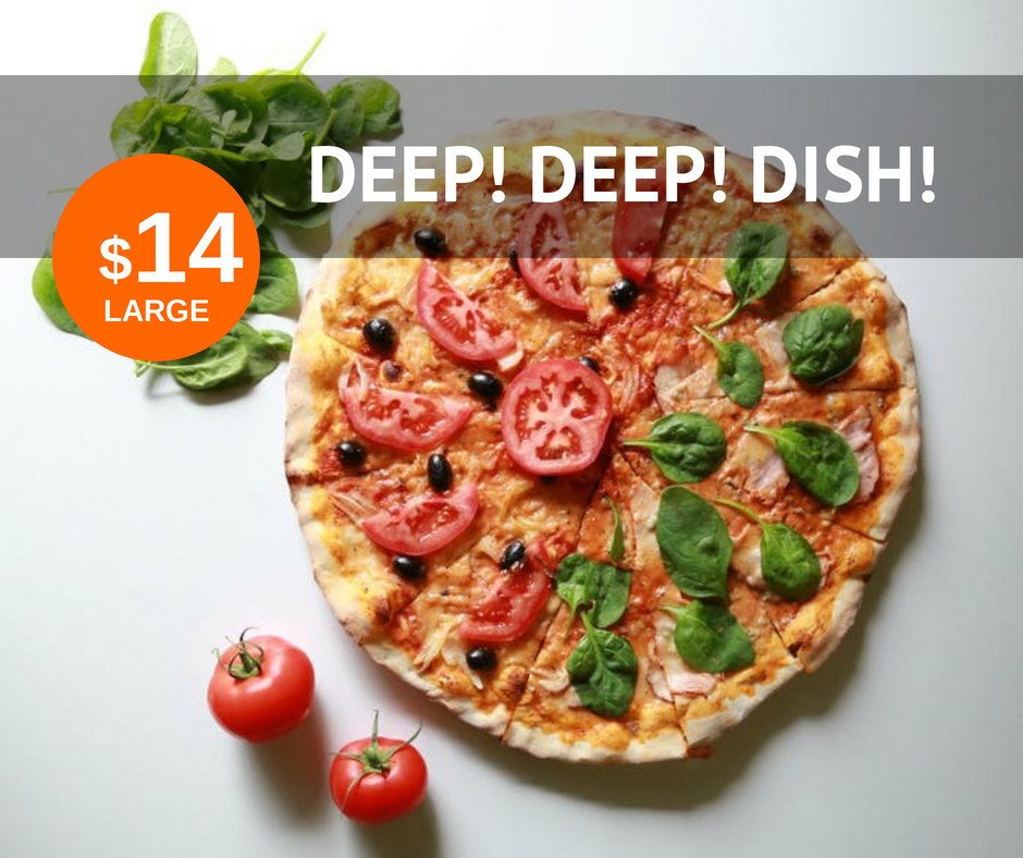 ReEnough's tweet photo. It's time for a deep deep dish!
Today only large deep dish pizza (%) off at ______ (restaurant). https://t.co/HgaA3tcUUg