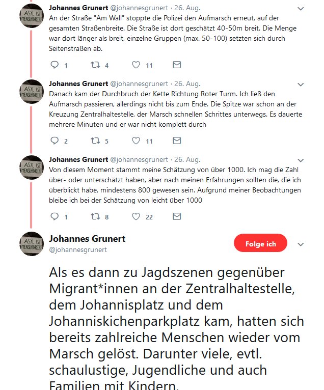 Gegen_die_AfD's tweet photo. Wenn das Video (welches der Journalist @johannesgrunert bestätigte am 26.08), nicht echt sein kann laut #Maaßen. Wie kommt es dann das der Bericht des Journalisten #Grunert vor Ort deckungsgleich mit den Aussagen des Videos sind? Erklären Sie sich Herr Maaßen. #AfD #NoAfD https://t.co/CcTGXh4t6E