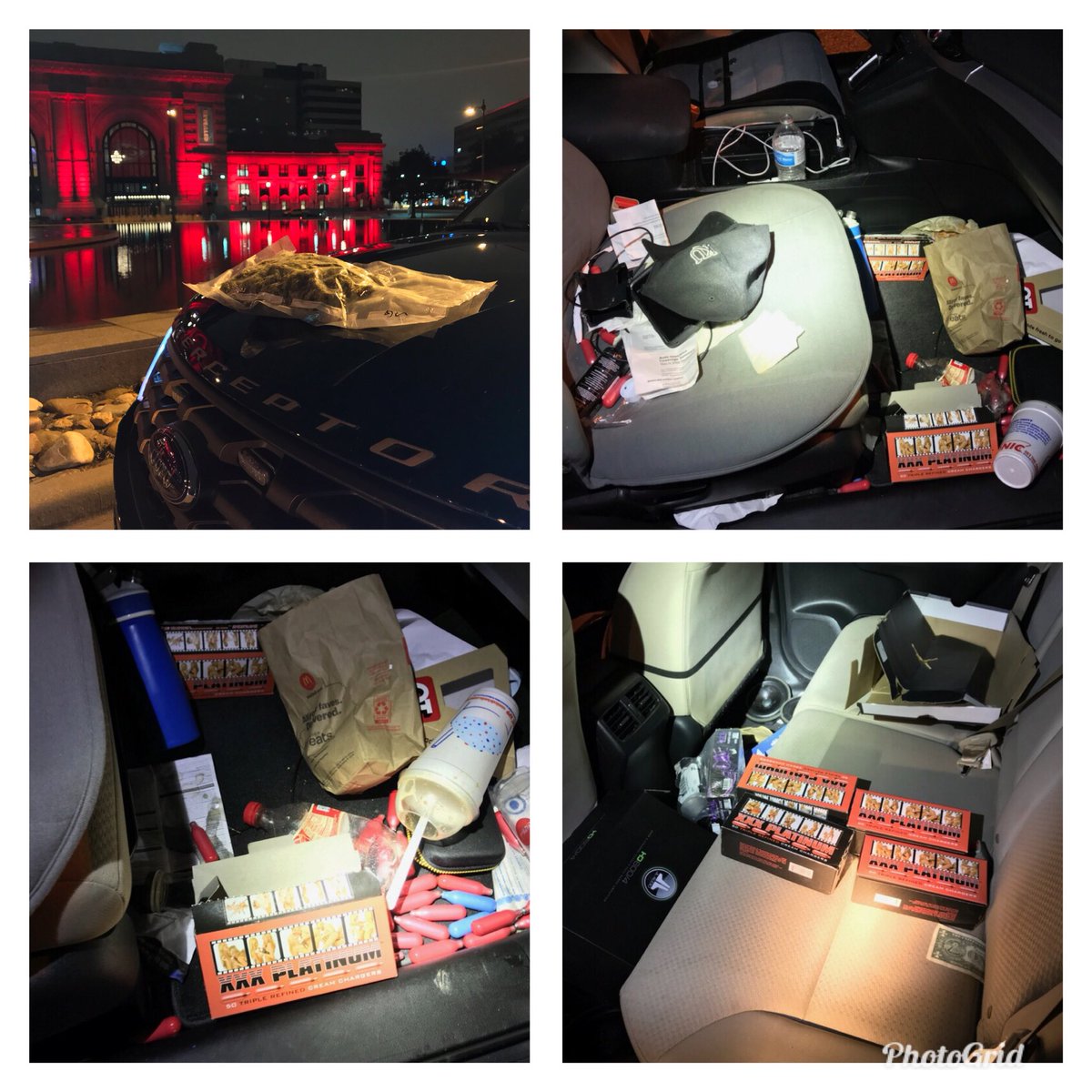 JCSOTrafficUnit's tweet photo. TSU Deputy Love stopped a vehicle driving the wrong way by Union Station. The driver was arrested for DWI (inhaling whip-its) and possession of approximately 230g of marijuana. 
@JCSheriffOffice https://t.co/iM9TMD9sdQ