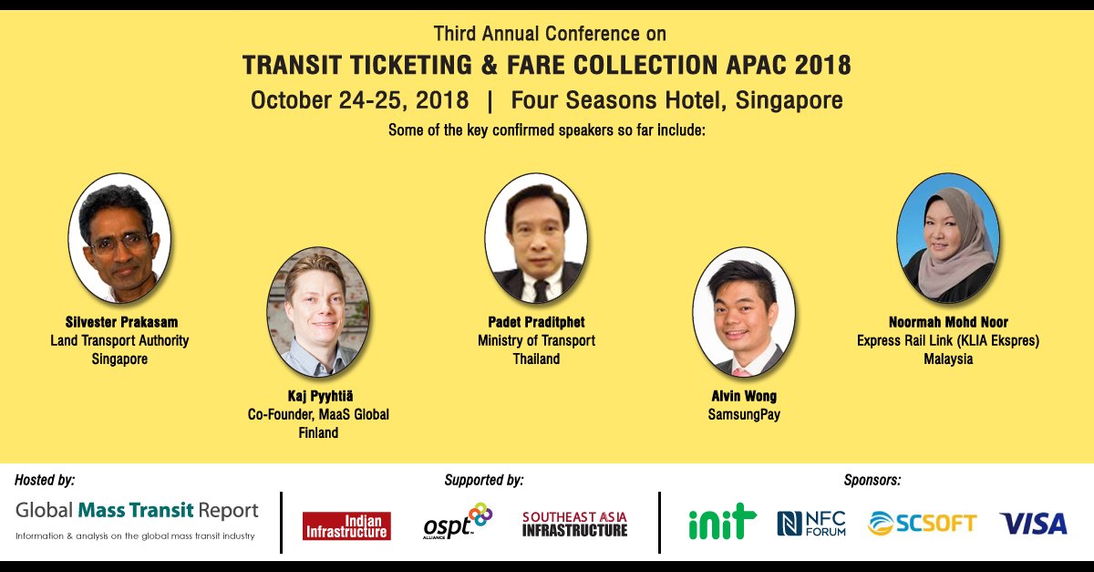 Meet thought leaders from Singapore, Thailand, Malaysia, Finland, Hong Kong, South Korea, etc. and learn about the opportunities in the Asia Pacific fare systems market. For more details visit lnkd.in/fddYC2V #ttfcsingapore #GMTransitWeek