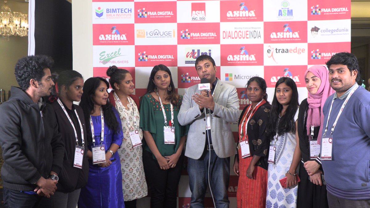 REVAUniversity's tweet photo. 7 #Journalism and #Communication students from the #SchoolOfArtsAndHumanities of #REVAUniversity attended and covered the two-day #ASMA Annual Convention &amp; Awards 2018 event on 31st August and 1st September 2018 at The Leela Palace, #Bengaluru.
#LifeAtREVA #ASMA2018 #SocialMedia https://t.co/QpSmgOTddt
