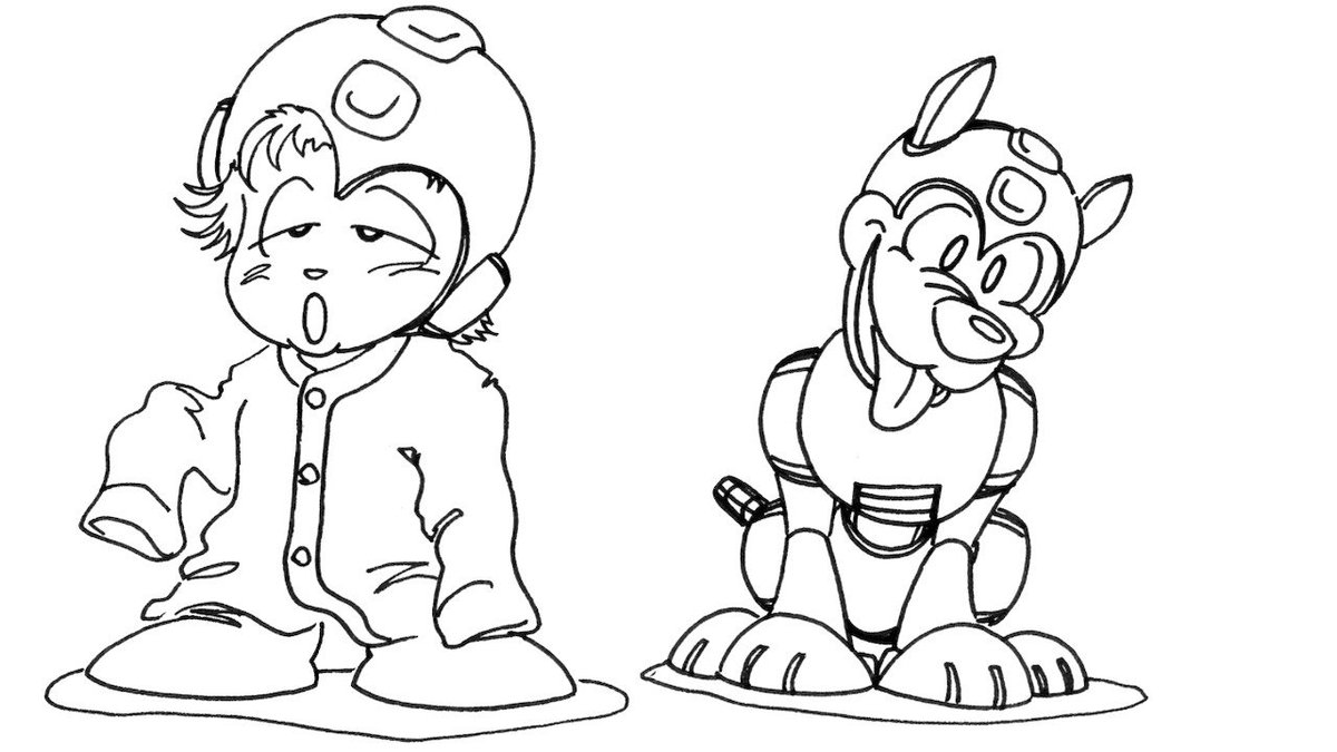 CausticKoopaz's tweet photo. Cute unused #MM3 Baby #MegaMan or MegaBoy, Quinn-MegaMan Quinn-Man &amp; Rush-Coil #RushJet Rush-Dayzee #MegaManArt #MMLC #NintendoSwitch #Retro https://t.co/uzy2PhG9zb