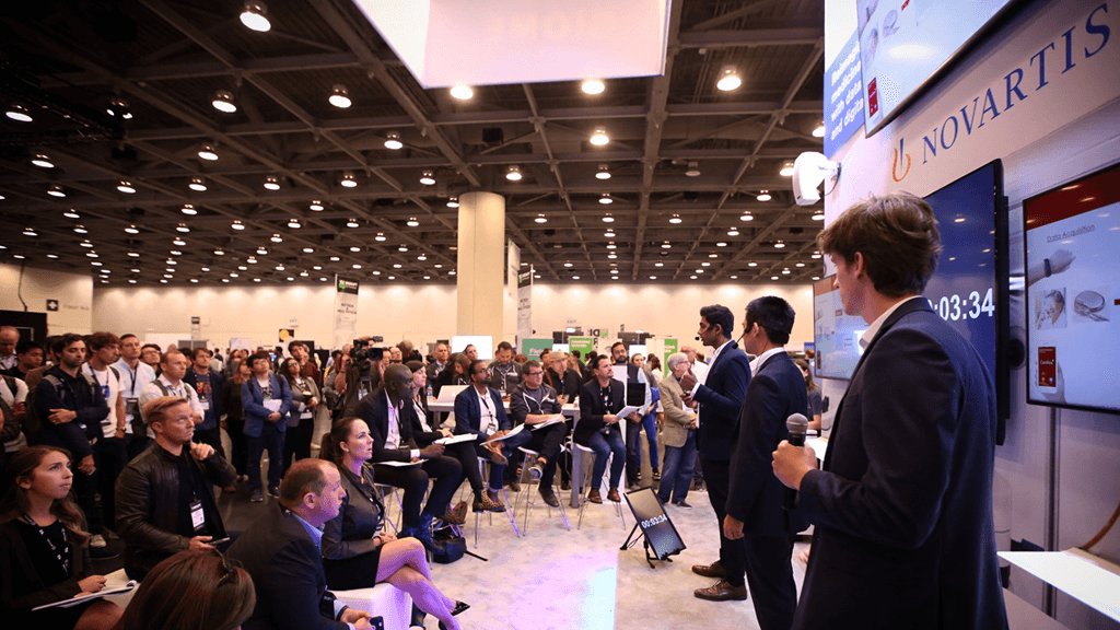 Novartis's tweet photo. Our 5 #NovartisHealthX Challenge finalists are reimagining medicine with digital and data. They’ve been selected from 30+ entries to pitch their #innovative solutions to monitor, manage &amp; predict worsening symptoms of #HeartFailure at #TCDisrupt https://t.co/YVqhtuJKHp