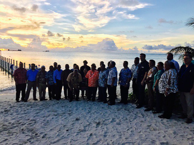 ASIIADomenech's tweet photo. @SecretaryZinke arrives on Saipan in the Commonwealth of the Northern Mariana Islands just in time to enjoy a beautiful Pacific Islands sunrise with Governor Torres and CNMI Legislators. #PacificIslandsTrip2018 https://t.co/erP1KgMs6f