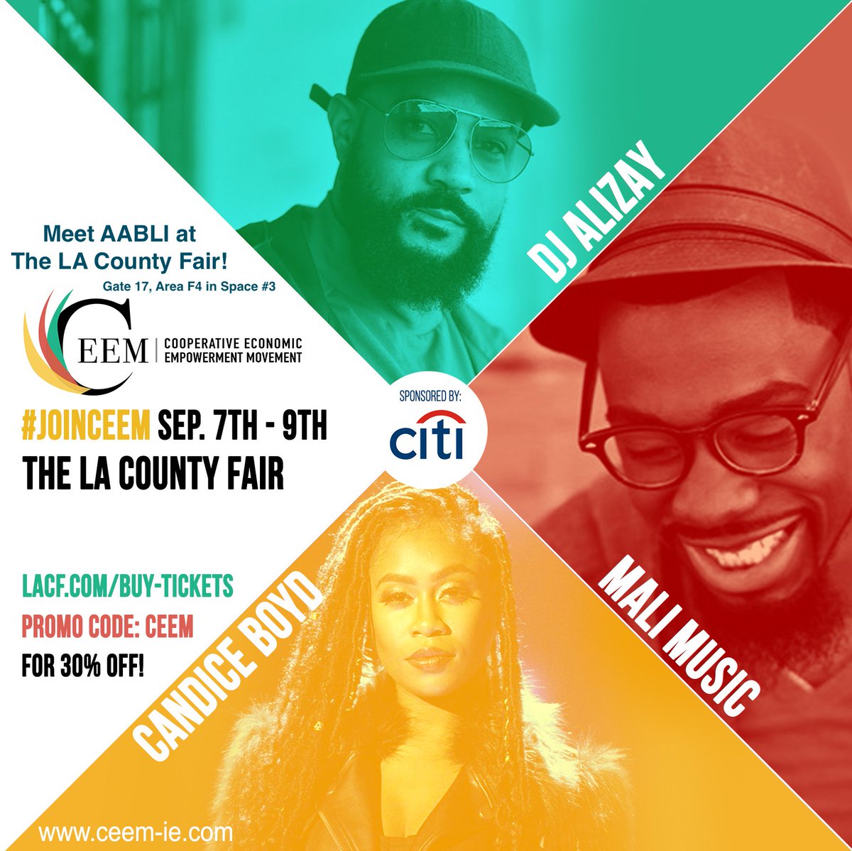 TheAABLI's tweet photo. See you @lacountyfair Area F4 @ceem_ie Use the promo code CEEM for 30% off of the ticket price https://t.co/MDLh3w0mj9 #JoinCEEM #AABLImoves https://t.co/7ob6ecQQip