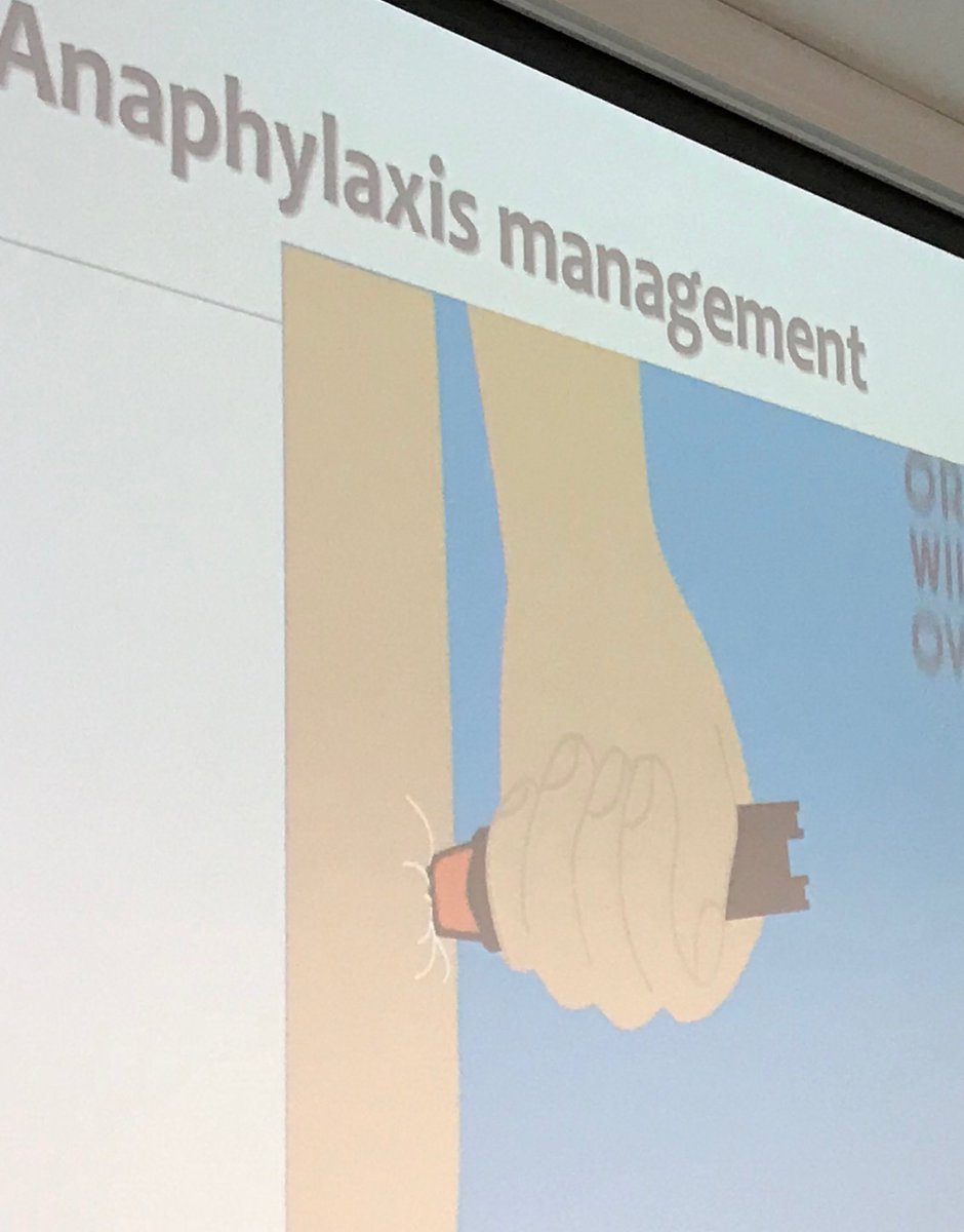 thefitdietitian's tweet photo. @DAA_feed DAA ASCIA CAL Anaphylaxis management - blue to the sky, orange to the thigh - hold for 3 seconds. Learning from the experts in food allergy. #wheretonext https://t.co/kIgxyku5fe