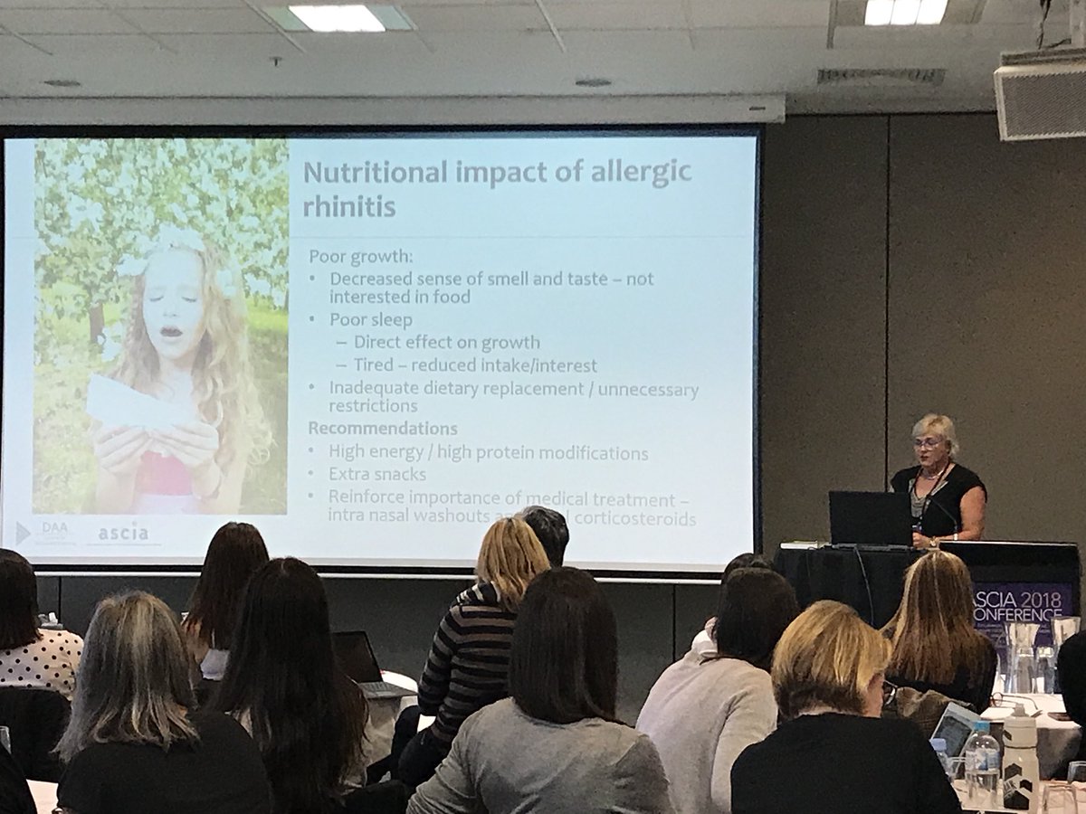 merryn_netting's tweet photo. Should #dietitians know about allergic rhinitis? APD Kathy Beck explains how allergic rhinitis can affect a child’s interest in eating. ASCIA DAA Professional Certificate in Medical Nutrition Therapy in Food Allergy & Intolerance @ASCIA @DAA_feed #ASCIA2018 https://t.co/vwLThyuzrT