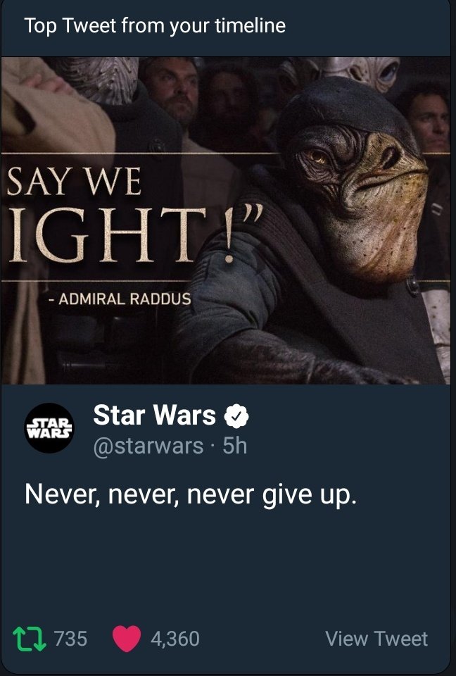 DarthCobay's tweet photo. I don't remember Admiral Raddus saying that... #AdmiralRaddus #RogueOne #BadTweetImageCrop #ItsIght #StarWars https://t.co/3FNeKsMFUD
