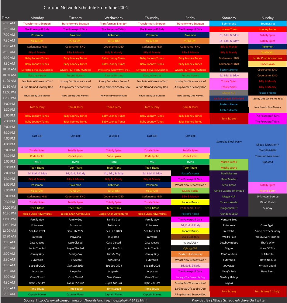 Schedule Avenue on Twitter "Here’s Cartoon Network Schedule From June