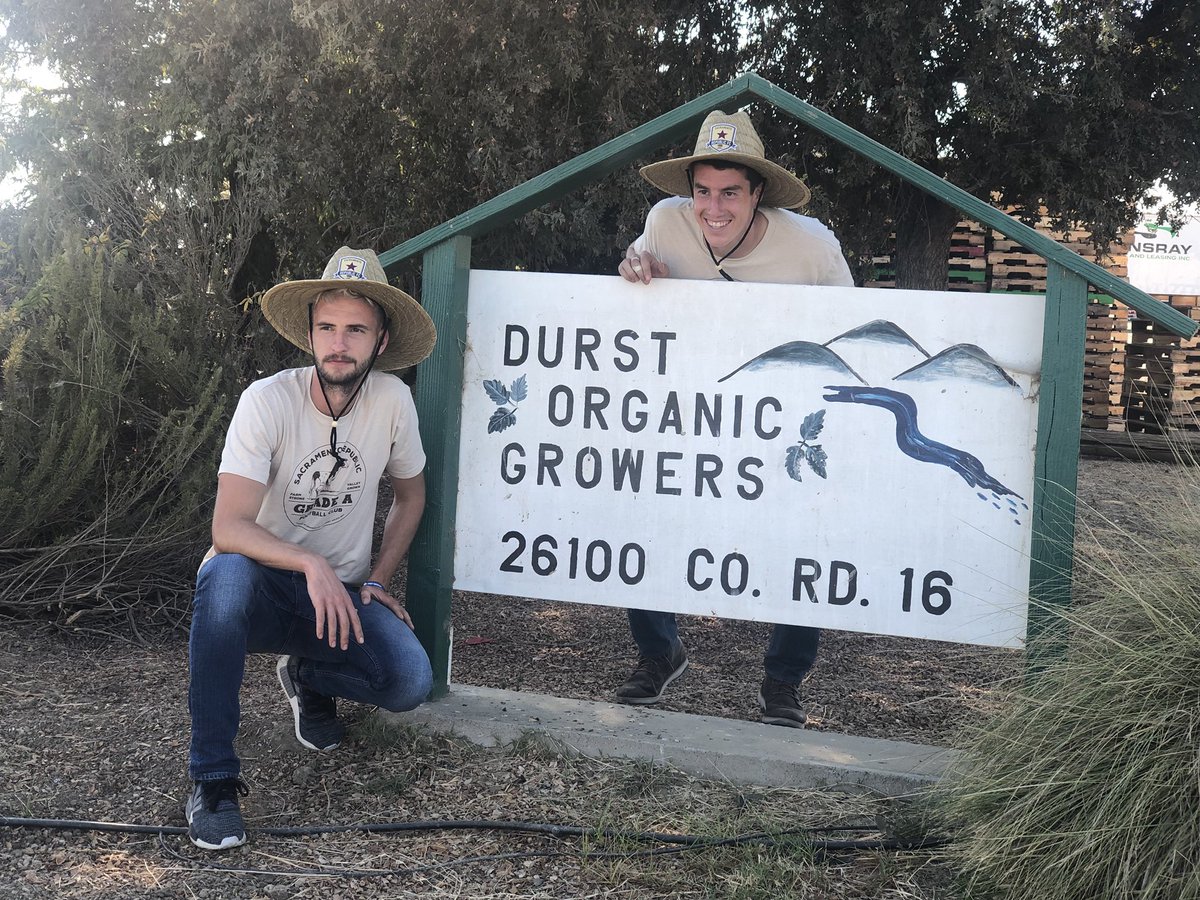 Thanks so much to Durst Organic Growers  for having us out on the farm today!

<a href="/villbijev/">Villyan Bijev</a> and <a href="/JCohenHere/">Josh Cohen</a> had a great time learning about how some of their <a href="/raleys/">Raley's</a> produce is grown.

PS: You can get this look at shop.sacrepublicfc.com 👀