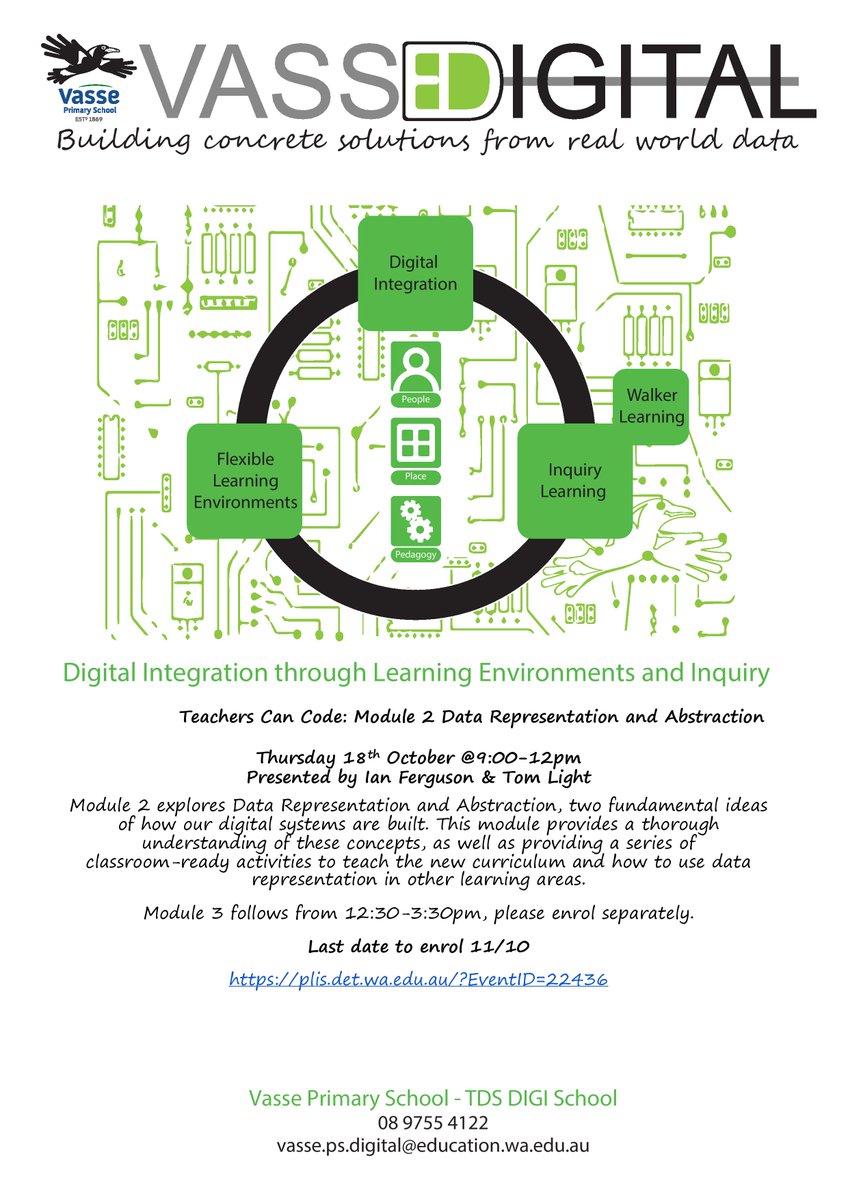 VasseDigital's tweet photo. Our next @TeachersCanCode workshops are near! Thursday 18th October (Wk 2, T4). We will run Modules 2 (Data Representation &amp; Abstraction) and 3 (Algorithms) consecutively. Please register for these events separately. 
https://t.co/ZroFj842nG 
https://t.co/faEEIREZUh https://t.co/EAdqmwIQA8