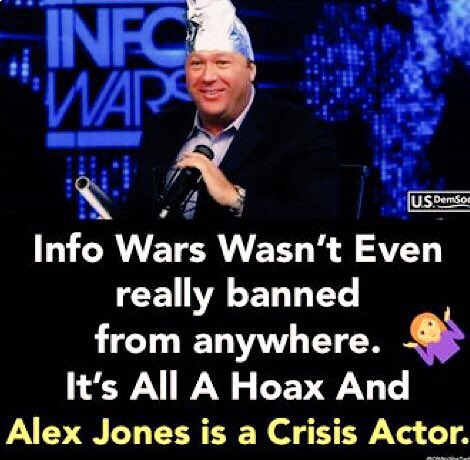 VibeSoHigh's tweet photo. @Turnip2020 #UnplugInfoWars
#Unhinged #AlexJones is a #CrisisActor. https://t.co/lcahURkI2U