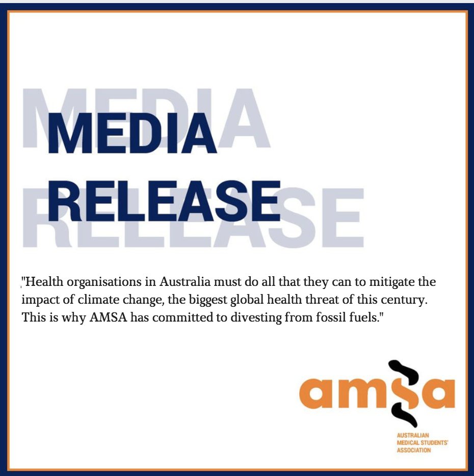 yourAMSA's tweet image. #MEDIARELEASE "Health organisations in Australia must do all that they can to mitigate the impact of climate change, the biggest global health threat of this century - this is why AMSA has committed to divesting from fossil fuels"
@yourAMSAglobal @RACGP bit.ly/2MQYAt0
