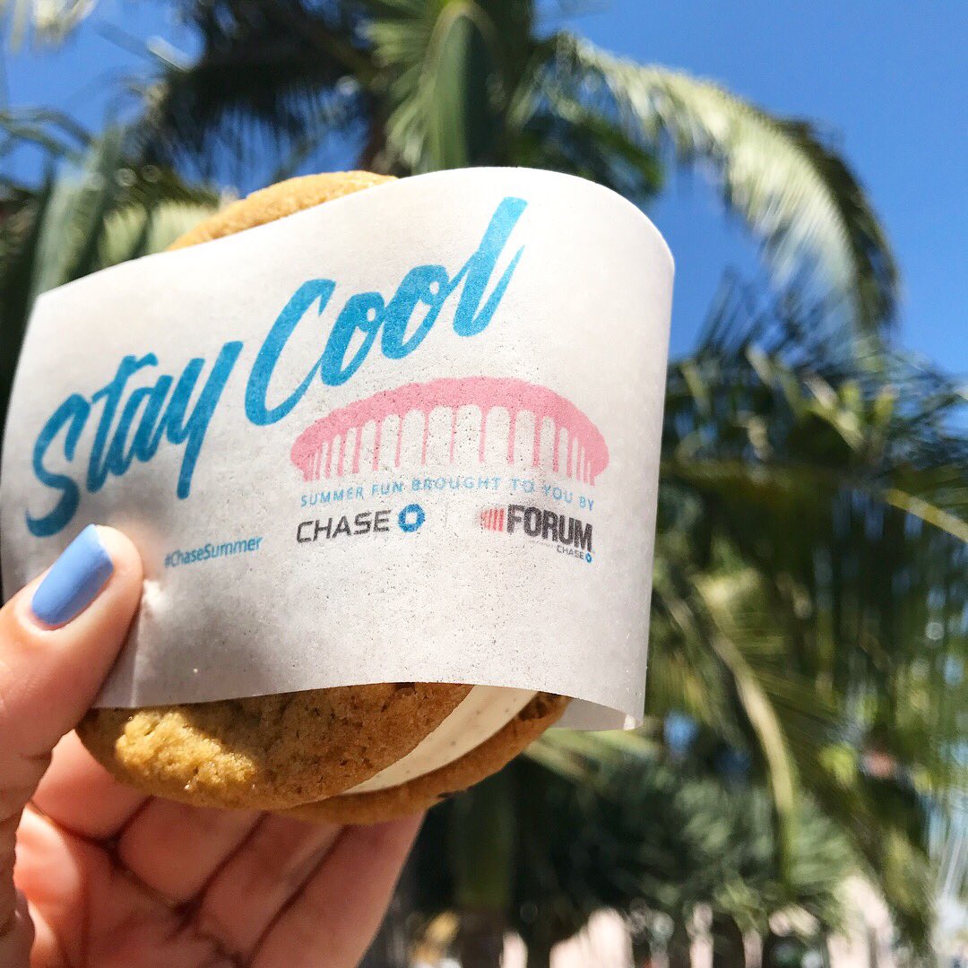 thekiaforum's tweet photo. You’re Invited! ☀️ Please join us as we wrap up a summer of fun with @Chase & the Forum TOMORROW at The Americana at Brand from 1-9pm! Show your Chase card and get a FREE @Coolhaus ice cream sandwich! #ChaseSummer https://t.co/9hHJAJduUE