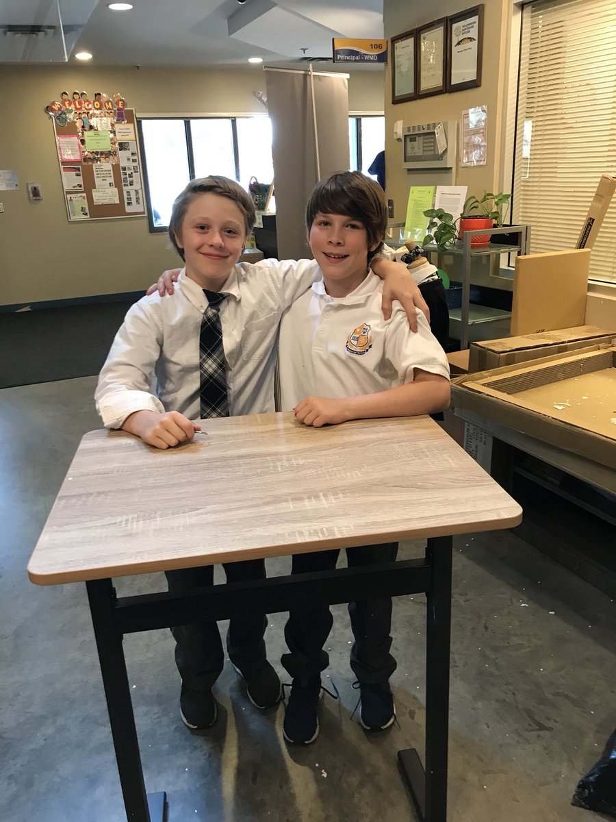 fvschools's tweet photo. True contributors! Our stand-up desks arrived today and these grade five and six boys helped assemble them. A grateful principal and flexible work spaces for our learners! #ibo #pyp #langley https://t.co/lZKZK7oZ3I