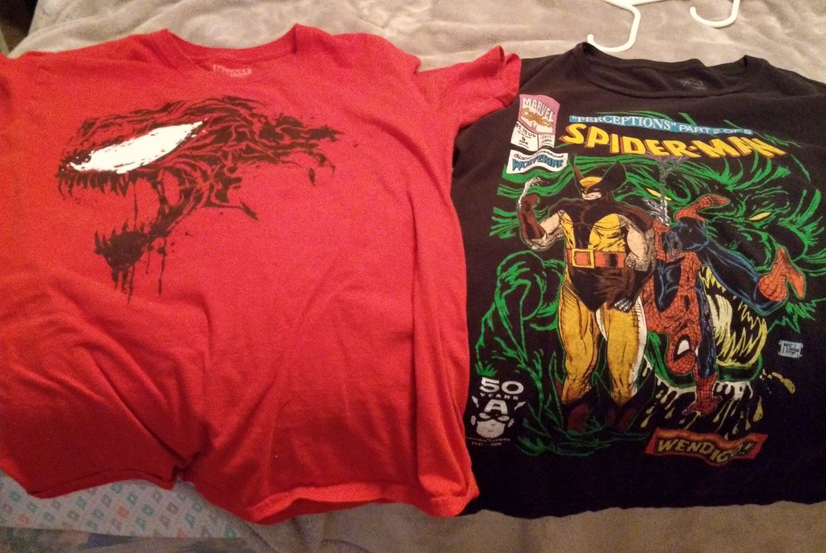 chainchomp87's tweet photo. Which shirt to wear to the #SpiderManPS4 release tonight #SpideyProblems #WebHead #DoYouEvenComicBook https://t.co/Q3cy4ngmaX