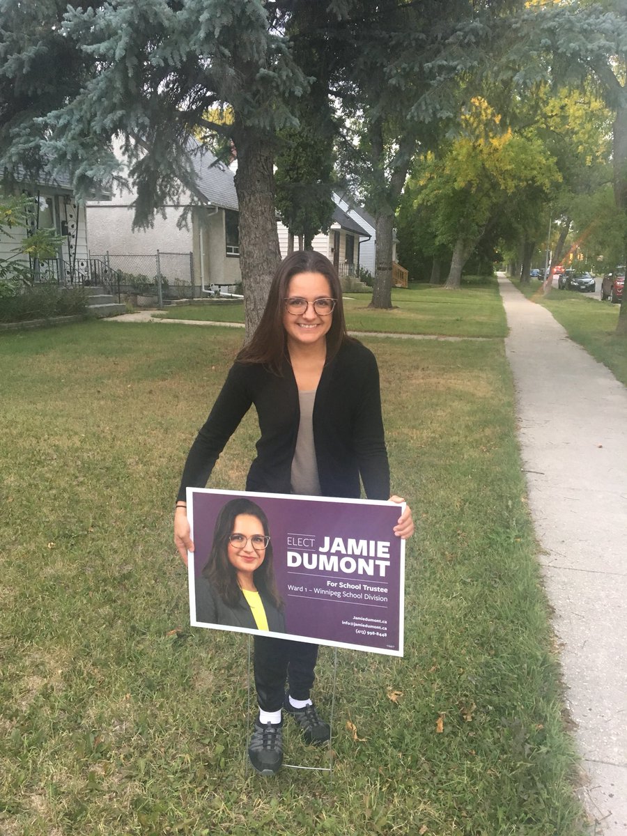 Great evening putting up signs and meeting people in Ward 1.  If you would like a sign you can get one via my website jamiedumont.ca or email info@jamiedumont.ca.  #wpg18