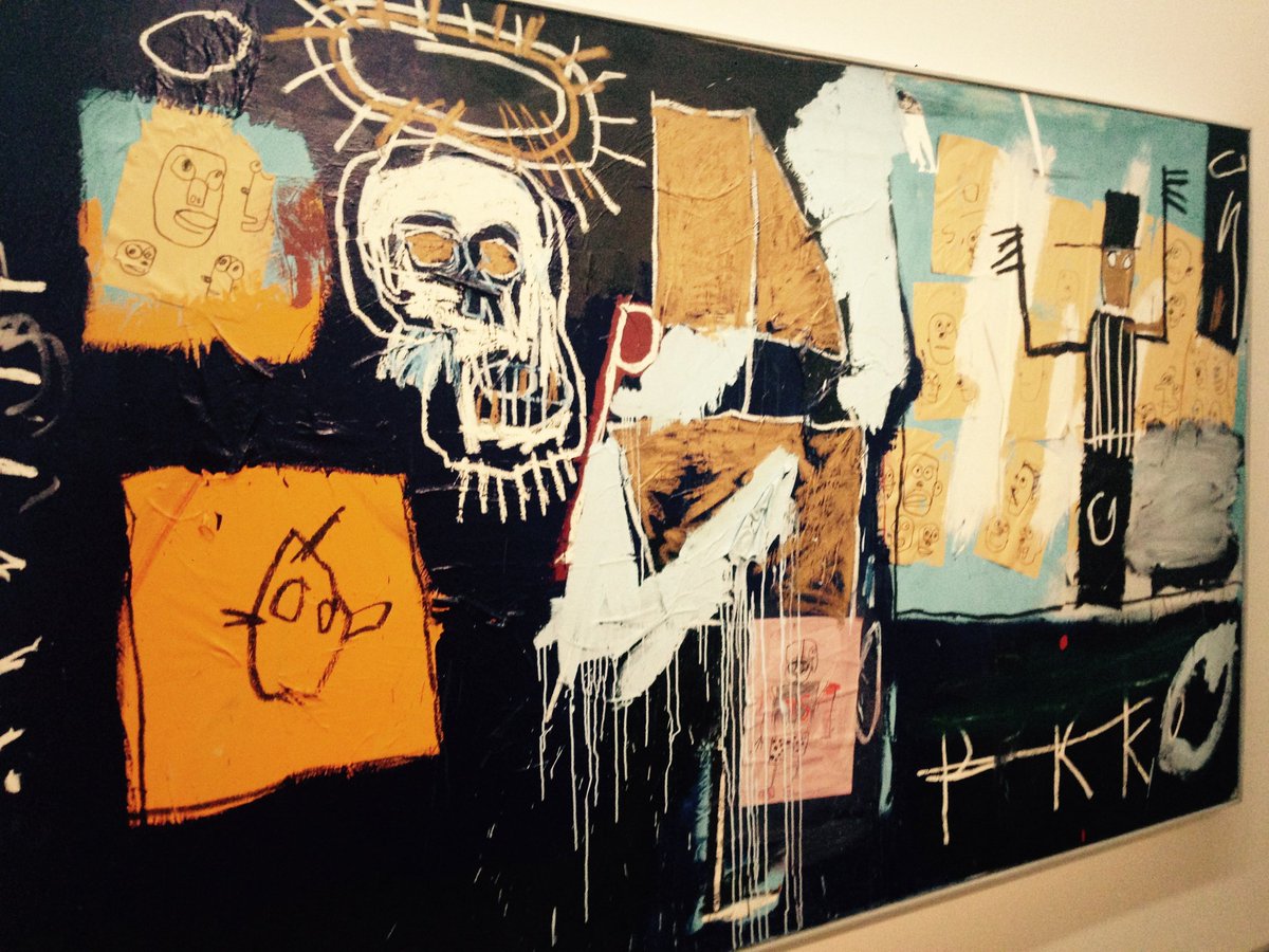 roomeduofficial's tweet photo. Slave auction, 1982 Jean-Michel Basquiat, Centre Pompidou. American artist of Puerto Rican and Haiti origin, Basquiat was able to assimilate the mix of cultures in a prolific and critical work that mixes, like a palimpsest, drawing, painting and collage to a tormented writing. https://t.co/CGB9YSHjUh