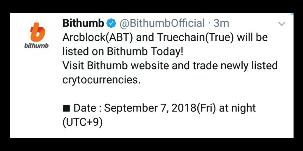 CryptoTraderIG's tweet image. One more great news Arcblock($ABT) and Truechain($True) going to listed on BITHUMB today.#crypto #bithumb #bitcoin #arcblock #truechain #cryptocurrency