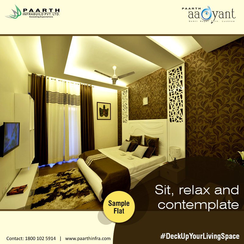 paarthinfra's tweet image. Maximize the impression of your bedroom by using light colored curtains to usher in natural light. #DeckUpYourLivingSpace
#SampleFlat #PaarthAadyant #PaarthInfrabuild #Lucknow