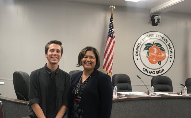 RichlandCondors's tweet photo. Congrats to our new 2018-2019 RHS Student Rep. who was introduced at the @OrangeUnifiedCA Board of Education meeting tonight. We are very proud to have great student leadership representing our Condors and district. Welcome all SACBE Representatives! https://t.co/XGAZCA7Y1c
