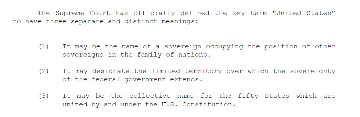 103) Who has the final say on judicial decisions? The Supreme Court of the United States... that's who.Here are no less than 8 separate SCOTUS cases that clearly state:3 different United States, and thus "each has citizens of its own"Booya!