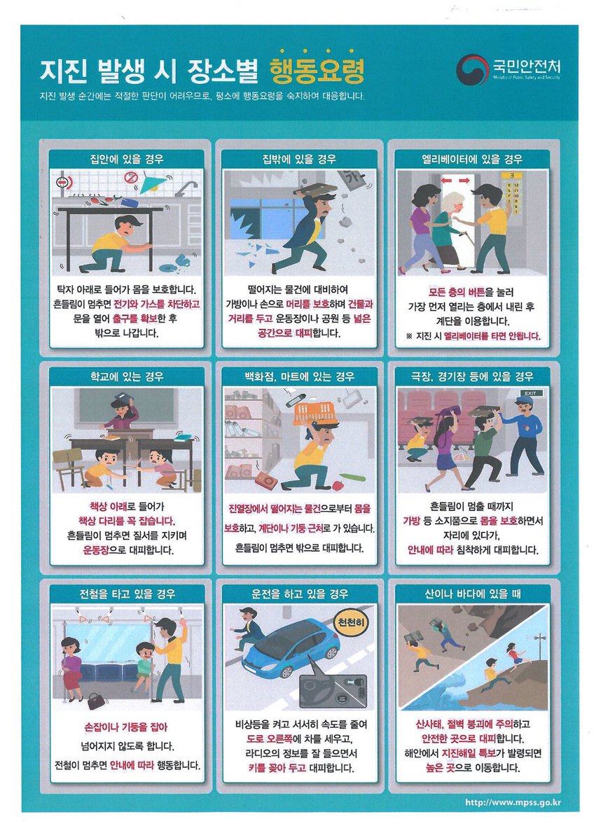 #중앙동행정복지센터(동장이규중)  #중앙동 

제408차 민방위의 날 전국지진대피훈련

- 일    시 : 2018년 9월 12일(수) 14:00~14:20
- 장    소 : 성남시 전역(공공기관, 민간 등)
- 통    제 : 실제상황(tv, 라디오) 및 옥내방송 등
- 훈련내용 : 실내대피(책상, 탁자 아래 대피) 이후 건물 밖 대피