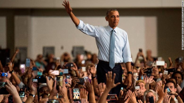 CNN's tweet photo. Former President Obama will step back into the political fray, delivering a speech today that will preview his 2018 midterm election message and provide his most pointed rebuke to date of President Trump https://t.co/nL86pPiFuJ https://t.co/xLLDhrwaoT