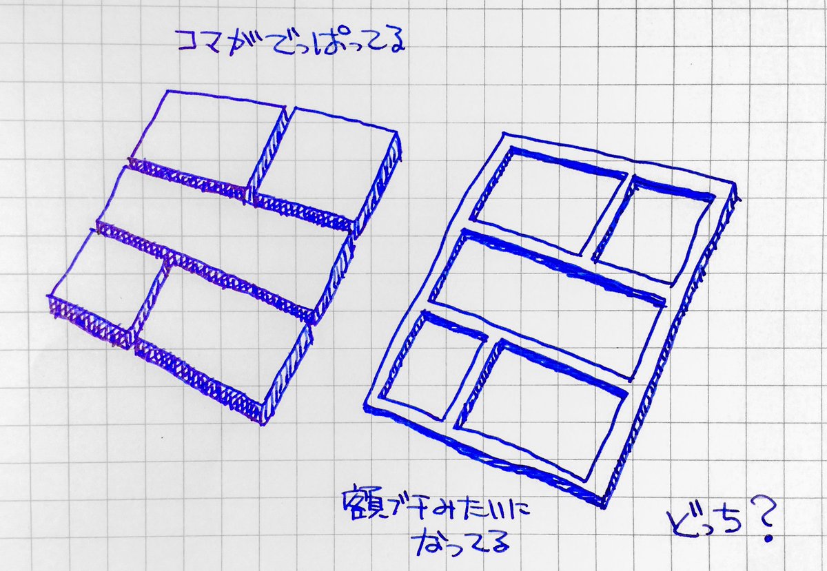 アメコミではコマとコマの間の事を Gutter 溝 と呼ぶらしい という事はコマが出っ張ってるのか 日本の漫画は額縁のようなイメージがある 様々な認識が出てくる Togetter