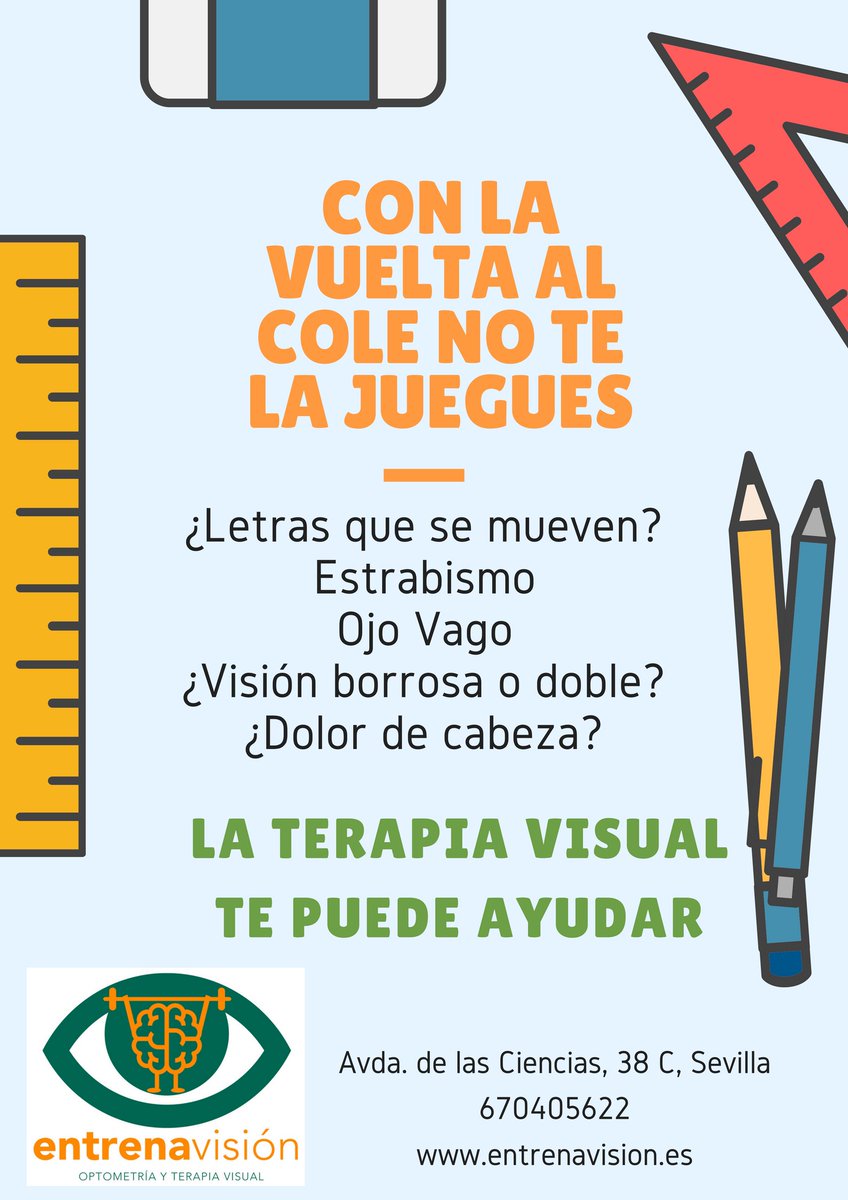 entrenavision's tweet photo. Terminan las vacaciones para la mayoría de nosotros y comienza la puesta a punto para el nuevo curso escolar: uniformes nuevos, material para todo el año, libros, mochilas nuevas, etc.

Queremos que todo esté perfecto pero..¿y nuestra visión? https://t.co/2KNrHC8jvW