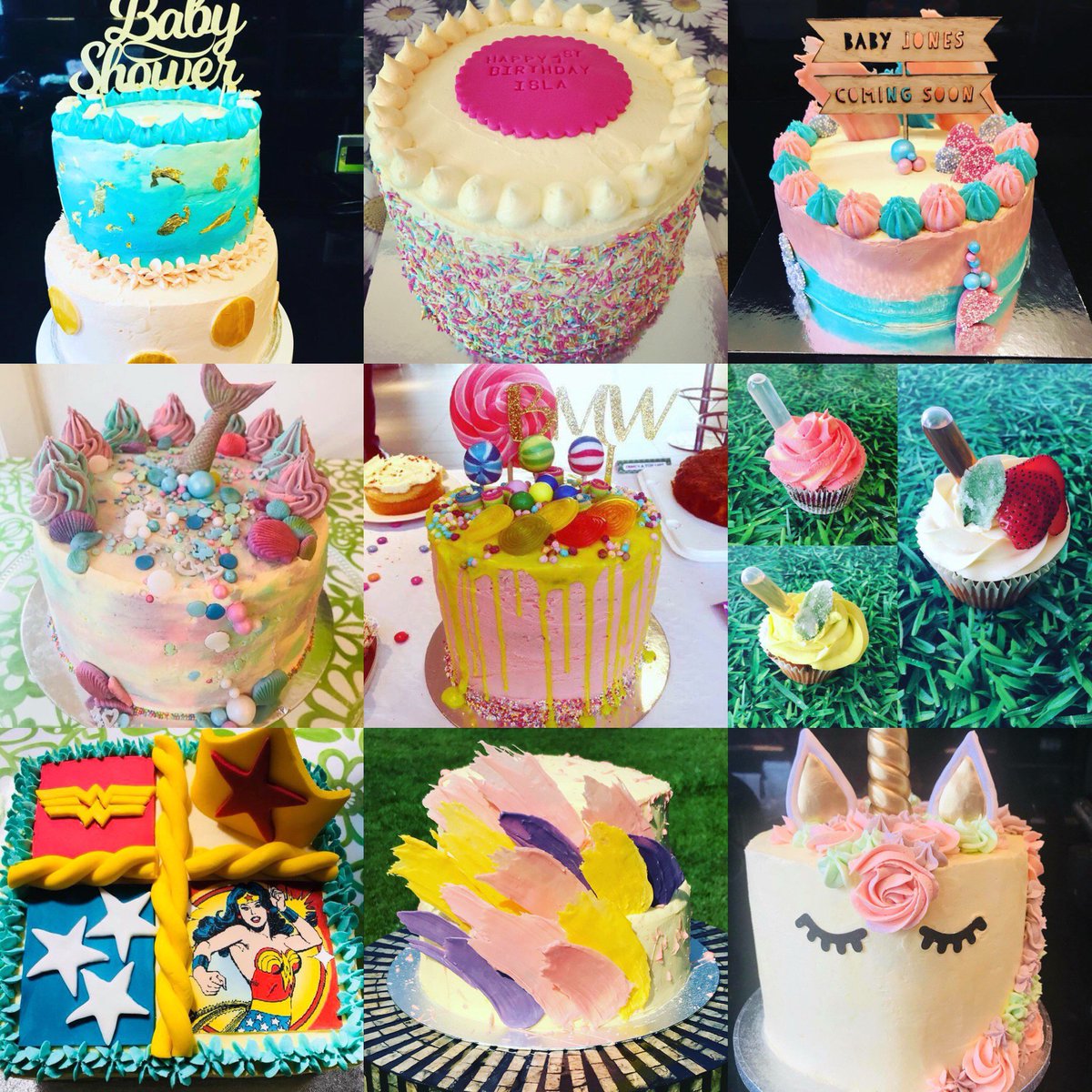 limesbakery's tweet photo. #fabulousfriday here are just some of the #fabulous #bespoke #cakes we can offer you. Have an idea? Just let us know! 🎂🍰🍭🦄 https://t.co/AhAESr3Uzl