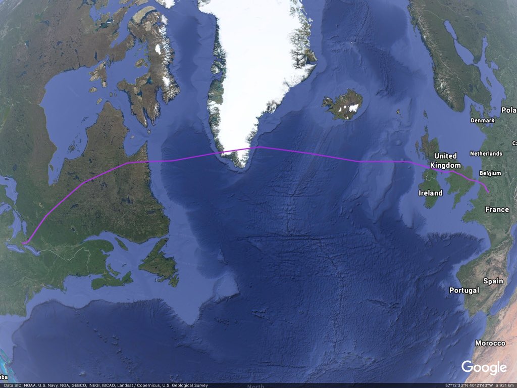 pascalrs's tweet image. Flying #AF356 today
Paris 🇫🇷 🛫☁️🛬 🇨🇦 Toronto
✈️ Boeing 777-300ER F-GZNN
🌎 6038 km / 3752 mi
⏱ 7h40m, ETA 16:10 (2010 UTC)
⛽️ 69.4 t (87000 liters), including reserves
👨‍💼453 pax👨‍✈️15 crew (2 pilots / 13 cabin)
#flightmaps #flightdata
Hello @TorontoPearson!