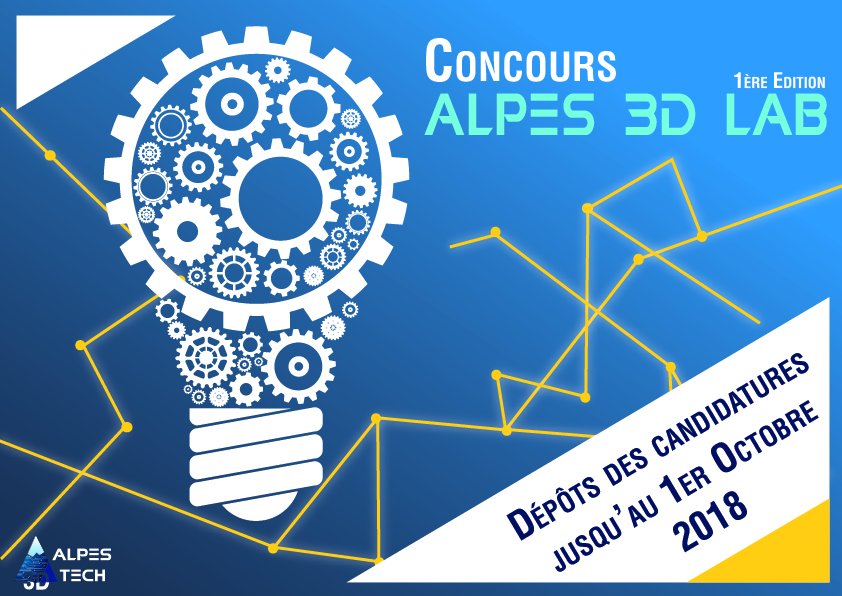 Inscriptions au concours ALPES 3D LAB prolongées jusqu'au 1er Octobre 2018. Pour participer &gt; bit.ly/2KmyvM6  #3DTECH #3DLAB #Innovations #startups #Concours