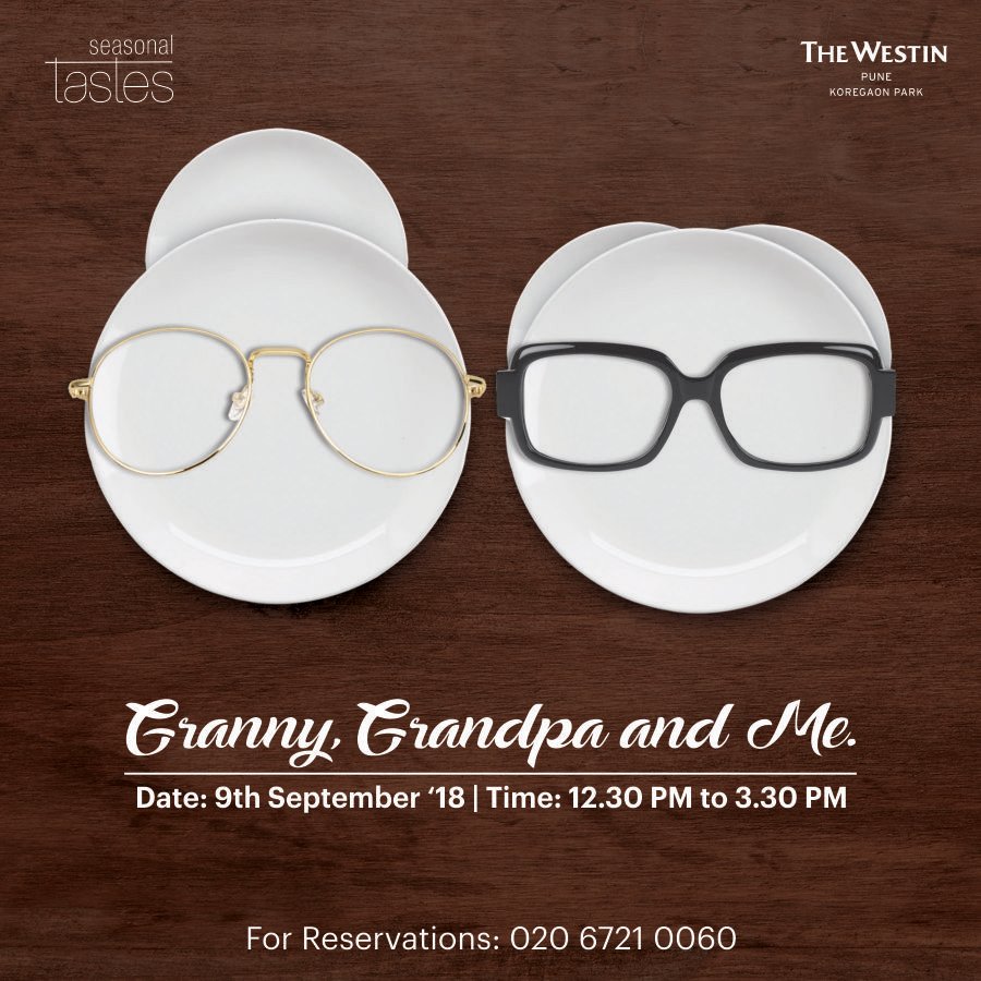 westinpune's tweet photo. Join us on this Sunday, specially dedicated to all those amazing grandparents out there and celebrate a wonderful #GrandparentsDay with scrumptious brunch and fun at #SeasonalTastes.
For reservation, contact: 020 6721 0060
#WestinPune #EatWell #Celebrate #Grandparents #Pune https://t.co/fG5rqZA7kj