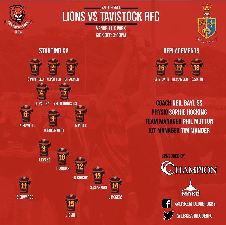 themutts72's tweet photo. Here are the 2 Lions teams for this weekend. The 1st home to @TavistockRFC 3pm ko and the 2nds home to @saltashrugby 2.30pm ko #Lions #cornwallanddevon @kjmarriott57 @swsportsnews @PlymouthCombo https://t.co/67vIGvFNd9