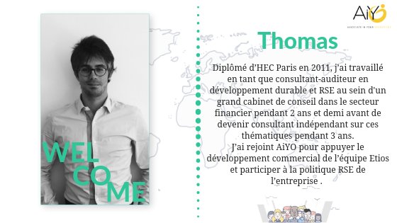 AiYO_Fr's tweet photo. Nous souhaitons la bienvenue à Thomas, chez AiYO ! #WelcomeThomas #ETIOS #AiYO #Banque #Finance 
https://t.co/D7BUekU1og https://t.co/V0tiPLJrml