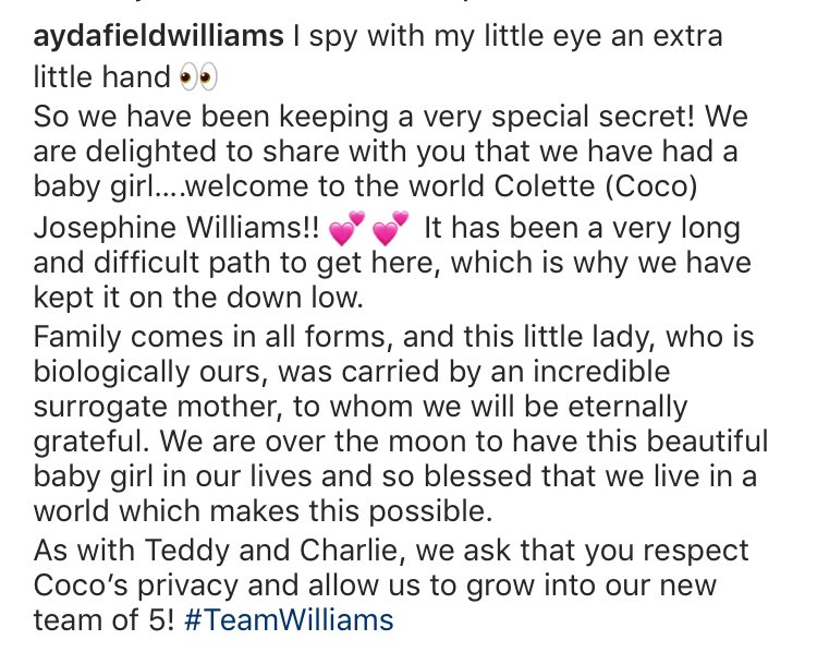 loosewomen's tweet photo. Congratulations to @robbiewilliams &amp; our Ayda who have welcome a baby girl to their family! ❤ https://t.co/W64bsImf1W