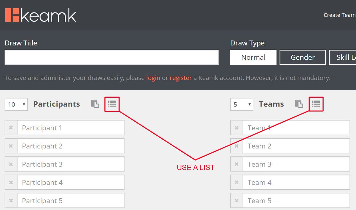 keamkapp's tweet photo. New feature on Keamk! Use your own lists to create groups. That means you can define, manage and store your participants (with gender and skill level) and then use them for your draws. You can even enable or disable a participant with the "absent" option. #NewFeature https://t.co/lddA26JOh1