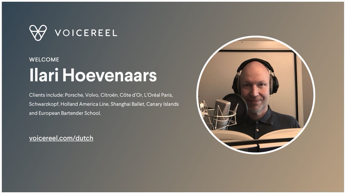 voicereelcom's tweet photo. Welcome Netherland's top talent Ilari Hoevenaars
Clients include: Porsche, Volvo, Citroën, Côte d’Or, L’Oréal Paris, Schwarzkopf, Holland America Line, Shanghai Ballet and Canary Islands. → https://t.co/zyhg4bLGRf
#voicereel #voicereelcom #whatareyouvoicing https://t.co/H7EJm2AwkC