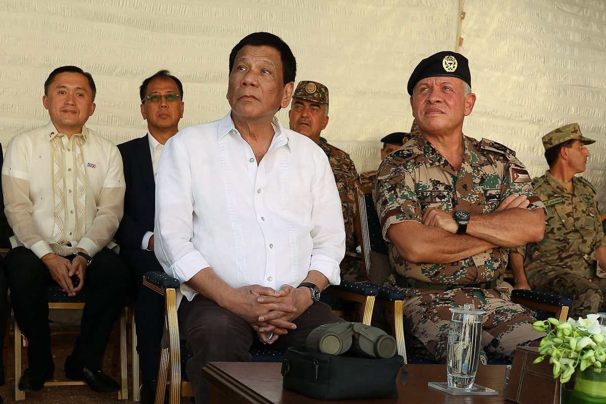 pcogovph's tweet photo. Pres. Duterte visits a military facility and witnesses the Urban Guerrilla Demonstration at the King Abdullah II Special Operations Training Center in Amman, Jordan on September 6, 2018. #DuterteJordan2018 #TatakNgPagbabago https://t.co/O8ovwlhYT3
