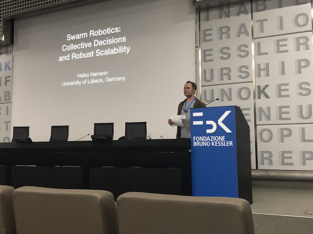 antbucc's tweet photo. Keynote 4 – Heiko Hamann from Lubeck University @SASO_2018 @icac2018 @FBKcom https://t.co/rt3JQZTmew
